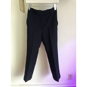 Navy straight leg cropped trousers